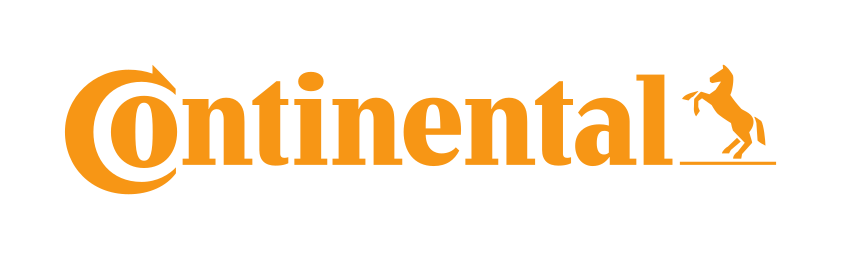 Logo von Continental in orange mit einem stilisierten Pferd.
