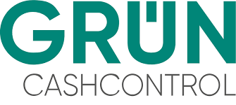 Logo von GRUN CashControl in grüner Schrift, darunter der Schriftzug "CASHCONTROL" in grauer Schrift.